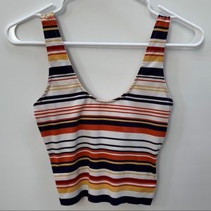 Forever 21 Striped Cropped Tank Top Cute Back